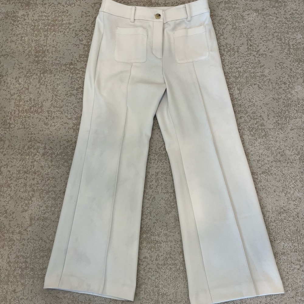 LOFT Cream Wide Leg Trousers